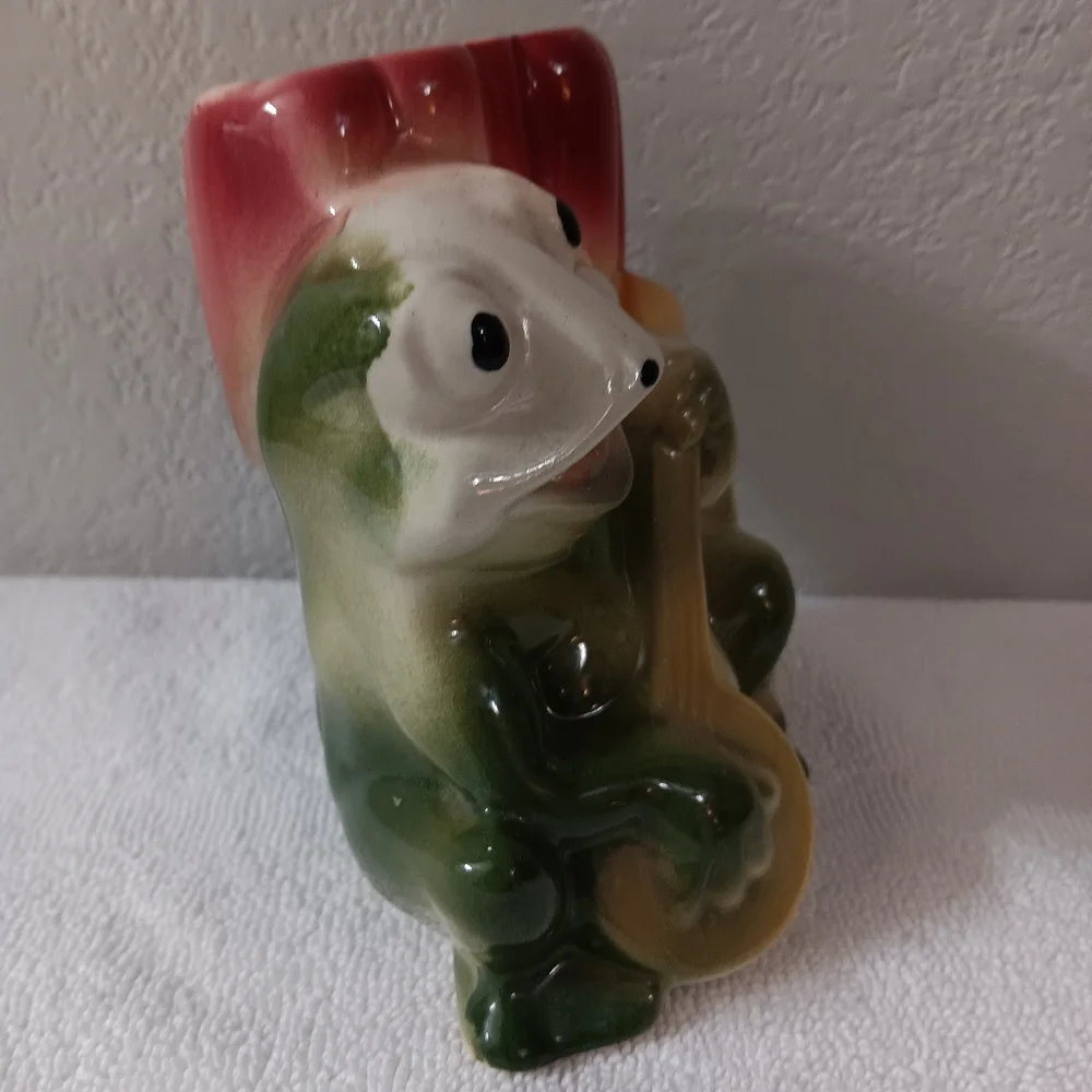 Ceramic Frog Reptile Decor - Green, Red, Yellow